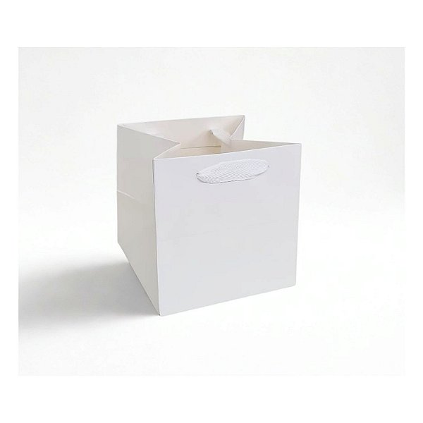 Sacola de Papel p/ Presente Branca Quadrada (S) 15x15x15cm - Pct c/ 12 - Four Star