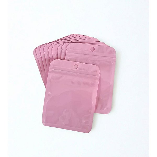 Saco Zip Hermético Rosa 9X12cm c/ Frente Transparente - Pct 100 - Four Star