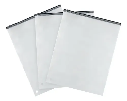 Saco Zip Transparente Fosco Shein na Cor Preta 25x35 - Pct c/ 50 - Four Star