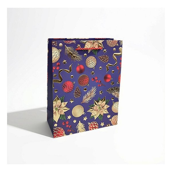 Sacola de Papel c/ Cores e Estampas Sortidas de Natal (S) 18X23X8cm - 12 Un - Y361-2168S - Four Star