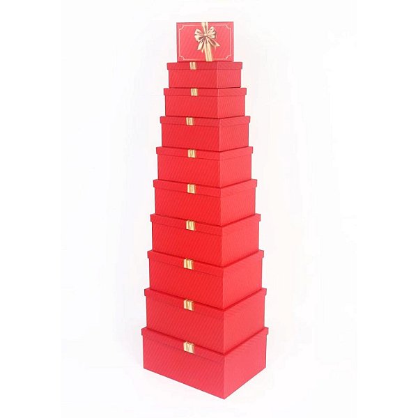 Conjunto de 10 Caixas de Papel para Presente G - Natal (10 Unidades) - Four Star
