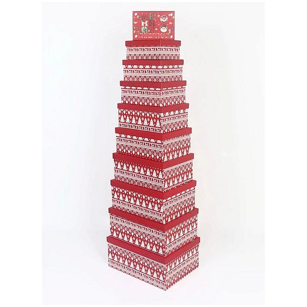 Conjunto de 10 Caixas de Papel para Presente G - Natal (10 Unidades) - Four Star