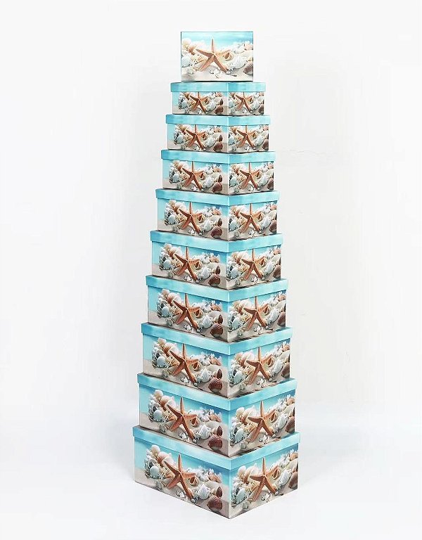 Conjunto de 10 Caixas de Papel para Presente G - Estrela do mar (10 Unidades) - Four Star