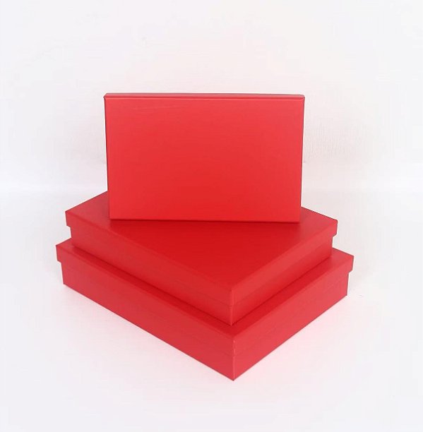 Conj. 3 Caixas de Papel P/ Presente Vermelha - Four Star