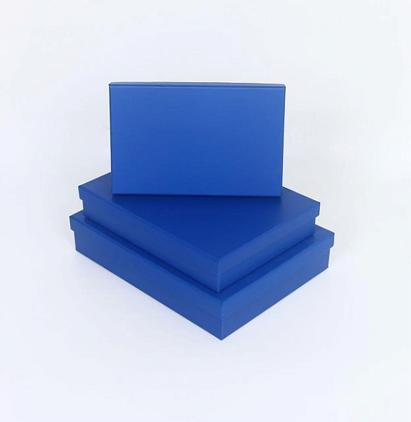 Conj. 3 Caixas de Papel P/ Presente Azul Escuro - Four Star