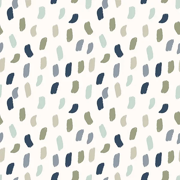 Papel de Parede Revoada - Pinceladas Azul, Menta e Cinza 4415