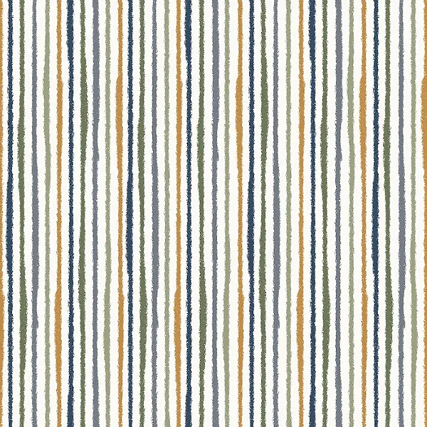 Papel de Parede Revoada - Listra Denim, Militar e Mostarda 4423