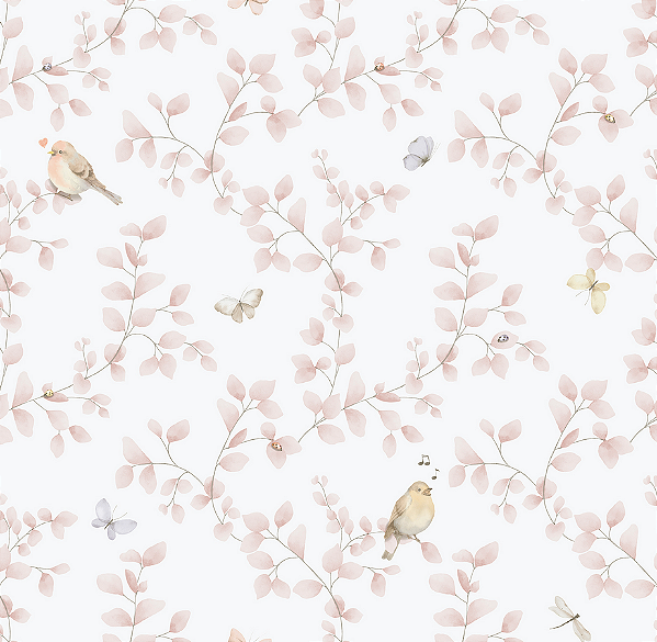 Papel de Parede ENZO - Pássaros Rosa 2841