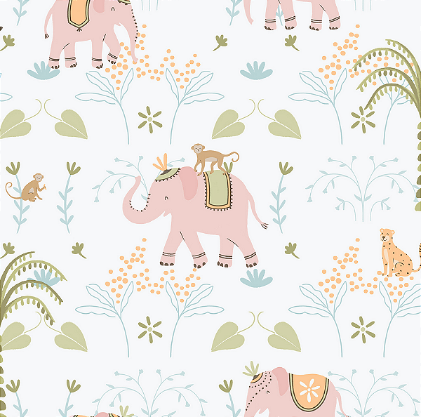 Papel de Parede ENZO - Elefantes Rosa 2851
