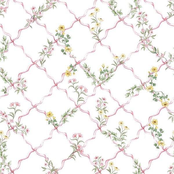 Papel de Parede ERA UMA VEZ - Vintage Fita Floral 89693