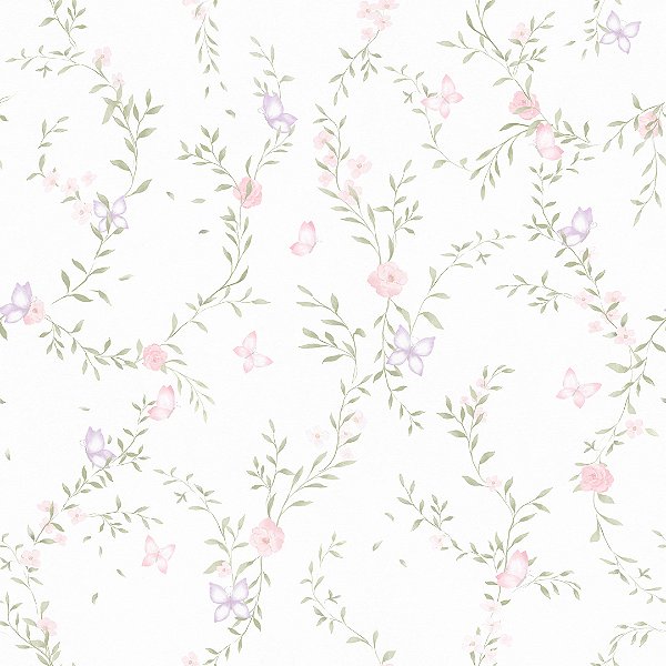 Papel de Parede ERA UM VEZ - Vintage Borboletas Raminhos 600014