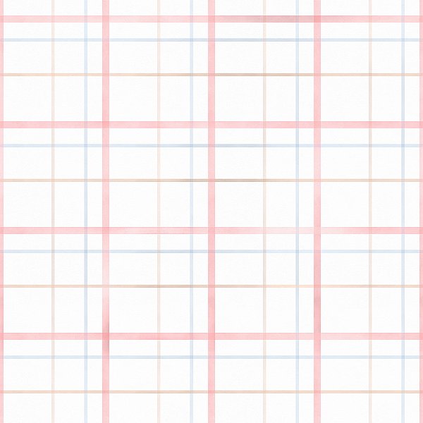 Papel de Parede ERA UM VEZ - Vintage Xadrez Azul Rosa 600052