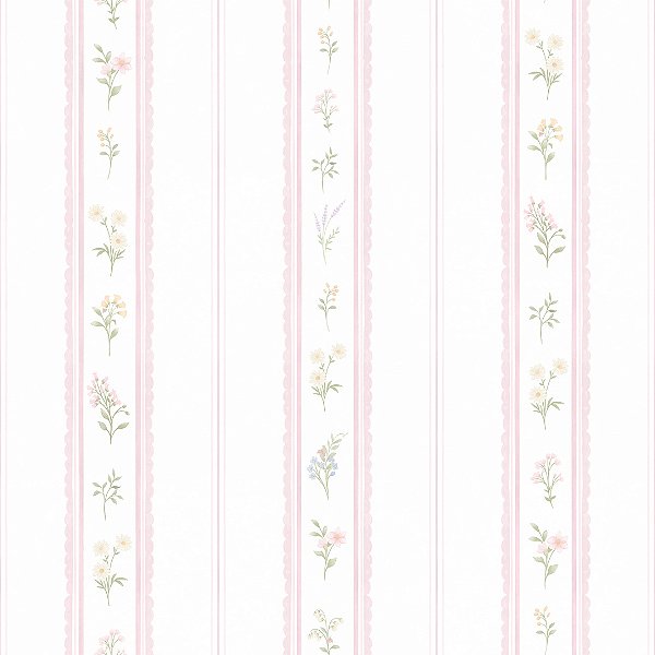 Papel de Parede ERA UM VEZ - Vintage Jardim de Flores Listras 89907