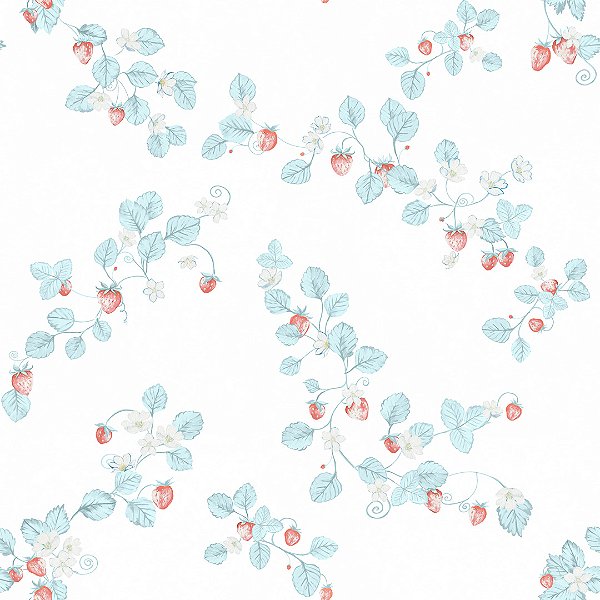 Papel de Parede ERA UM VEZ - Vintage Moranguinhos Azul 600007