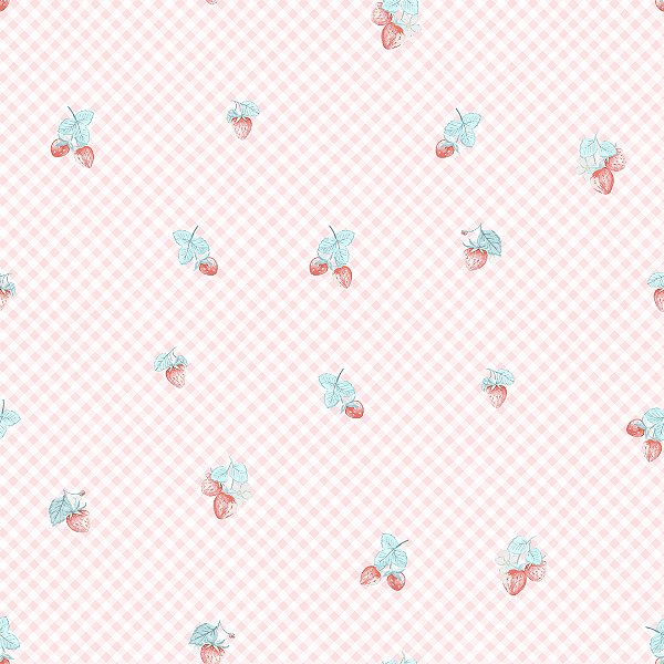 Papel de Parede ERA UM VEZ - Vintage Moranguinhos Rosa 600038