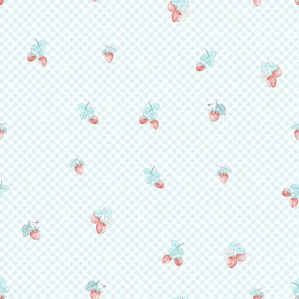 Papel de Parede ERA UM VEZ - Vintage Moranguinhos Azul 600021