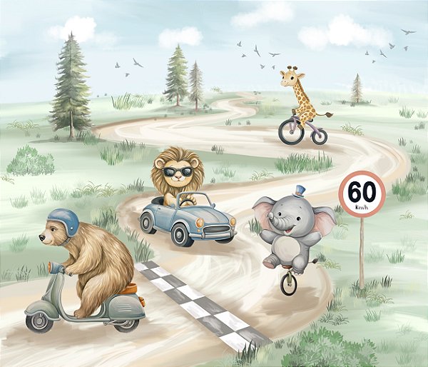 Painel de Parede MUNDO ENCANTADO 600151 - Corrida dos Bichinhos