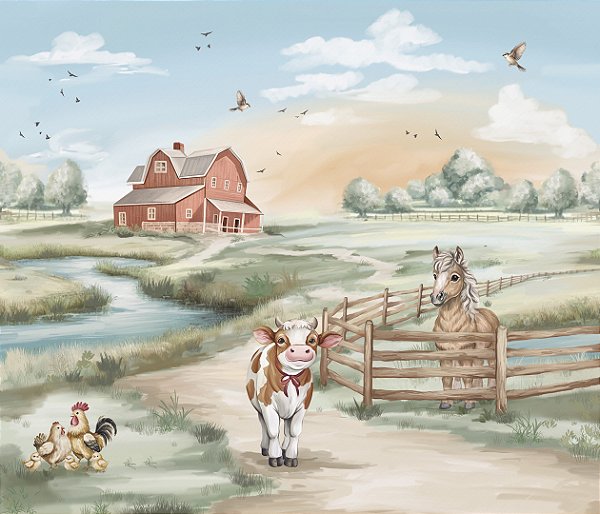 Painel de Parede MUNDO ENCANTADO 600229 - Fazendinha