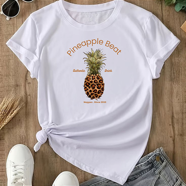 Camiseta Feminina T-Shirt Abacaxi Coleção Frutas