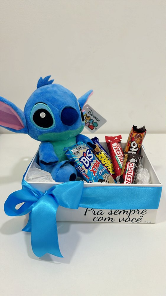 CAIXA PRESENTE COM PELÚCIA STITCH