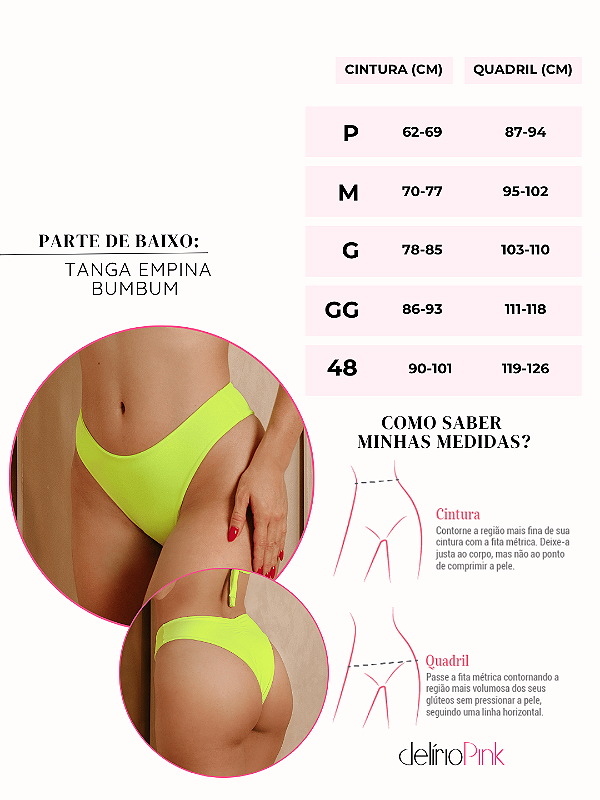 Parte de baixo tanga empina bumbum lycra neon