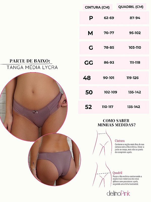 Calcinha tanga média lycra roxa