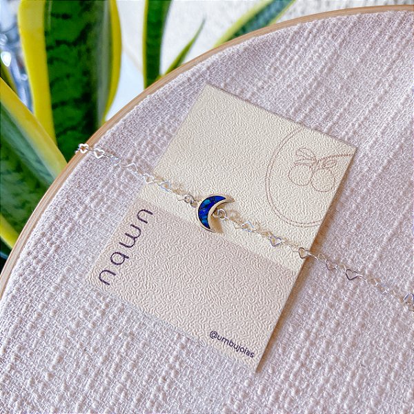 Pulseira Lua com Corrente de Coração