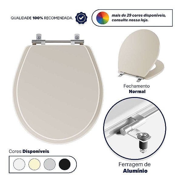Assento Sanitário Poliester Convencional / Oval Amendoa para Louça Ideal Standard