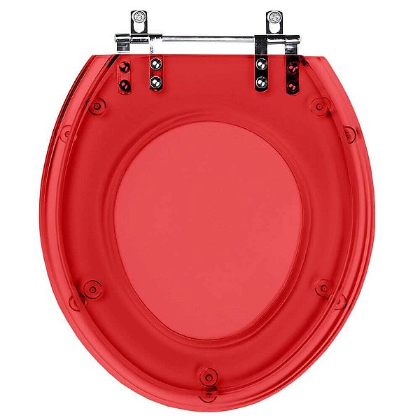 Assento Sanitário Poliester Convencional Oval Vermelho Transparente