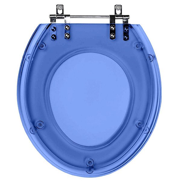 Assento Sanitário Acrilico Convencional Oval Azul Transparente