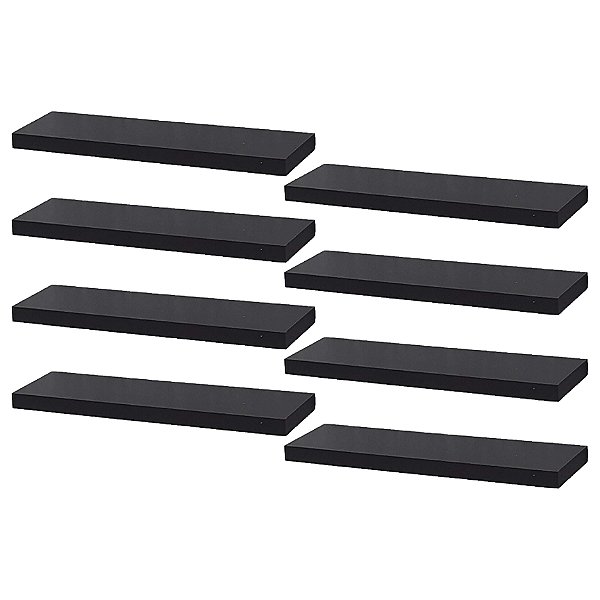 Kit 8 Prateleiras 40 x 10cm Preta Suporte Invisível
