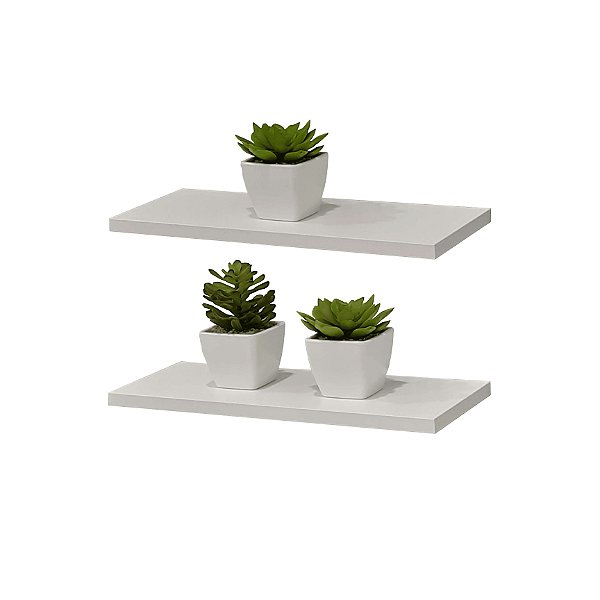 Kit 2 Prateleiras 40 x 15cm Branca Suporte Invisível