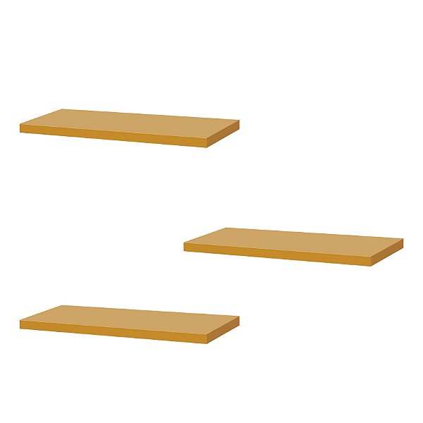 Kit 3 Prateleiras 50 x 10cm Amarela Suporte Invisível