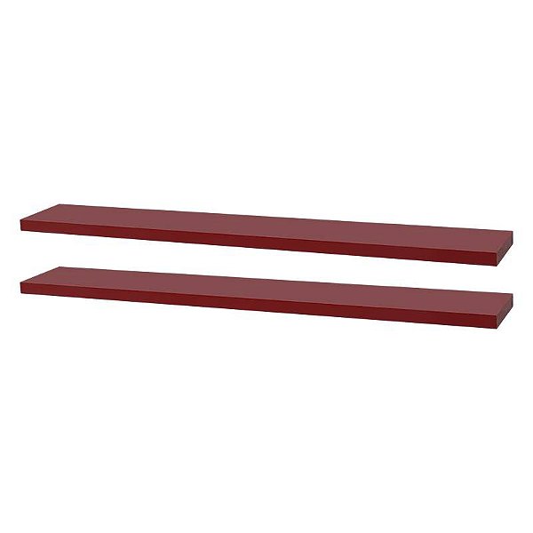 Kit 2 Prateleiras 50 x 10cm Vermelha Suporte Invisível