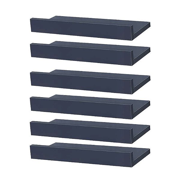 Kit 6 Prateleiras Porta Quadros 40 x 10cm azul Suporte Invisível