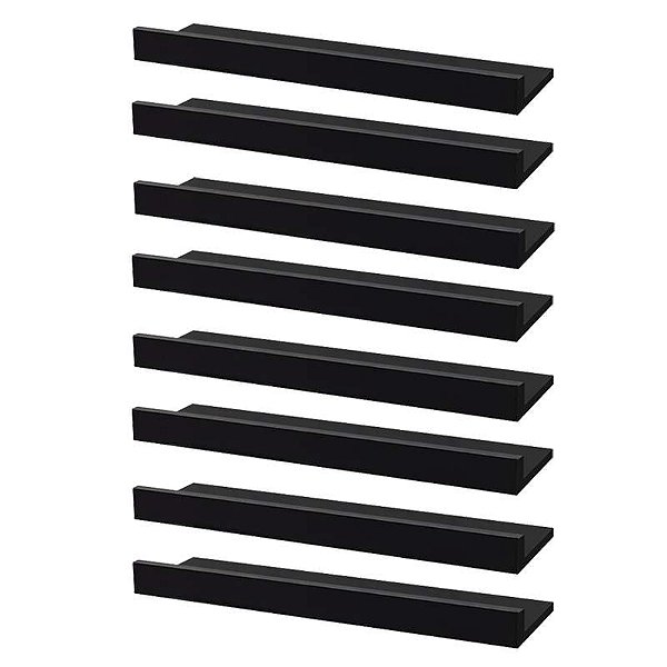 Kit 8 Prateleiras Porta Quadros 50 x 15cm Preta Suporte Invisível