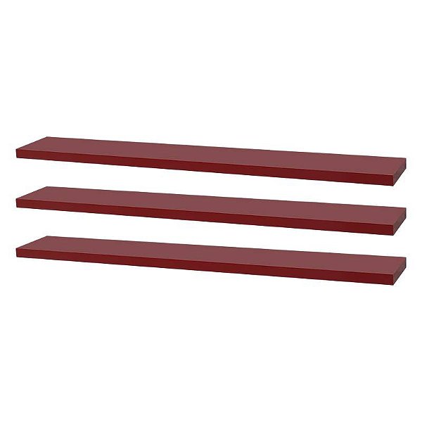 Kit 3 Prateleiras 50 x 15cm Vermelha Suporte Invisível