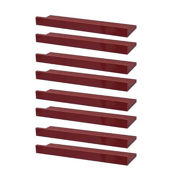 Kit 8 Prateleiras Porta Quadros 50 x 15cm Vermelha Suporte Invisível