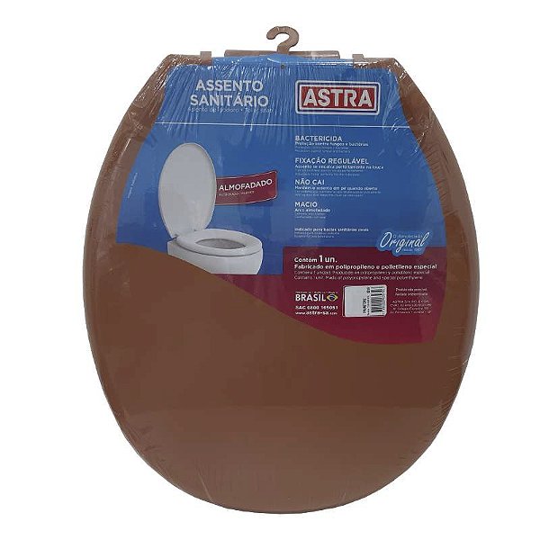 Assento Sanitário Almofadado Astra Convencional Oval Universal Caramelo