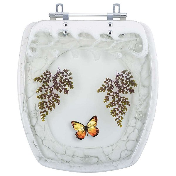 Tampa para Vaso Incepa Thema Branco com Borboleta Amarela