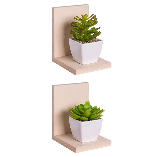 Kit 2 Prateleiras Buzios 15 X 12cm Bege Claro