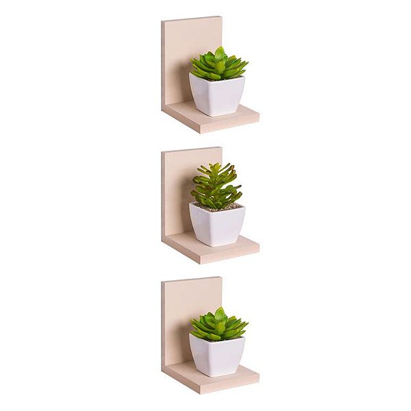 Kit 3 Prateleiras Buzios 15 X 12cm Bege Claro
