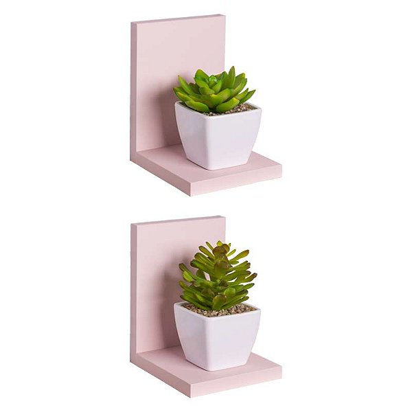 Kit 2 Prateleiras Buzios 15 X 12cm Rosa Claro