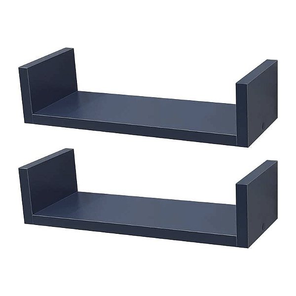 Kit 2 Prateleiras U 50 x 20cm azul Suporte Invisível