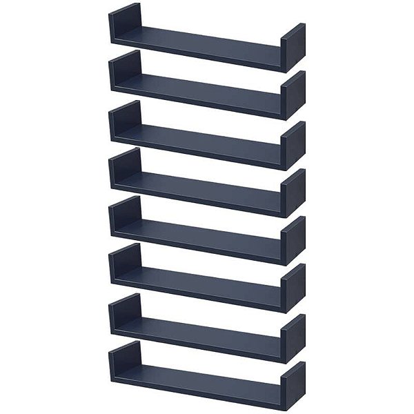Kit 8 Prateleiras U 50 x 20cm azul Suporte Invisível