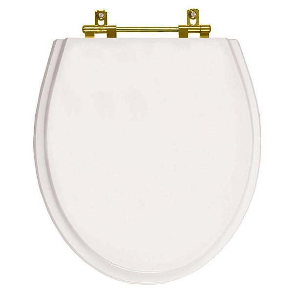 Tampa de Vaso Poliester Windsor Branco para bacia Deca Com Ferragem Dourada