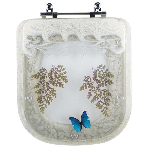 Tampa De Vaso Decorada Borboleta Bali Bege Claro para Incepa