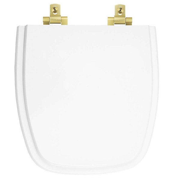 Tampa de Vaso MDF Com Amortecedor City Branco para bacia Celite com Ferragem Dourada