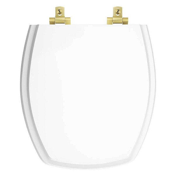 Tampa de Vaso MDF Com Amortecedor Thema Branco para bacia Incepa com Ferragem Dourada