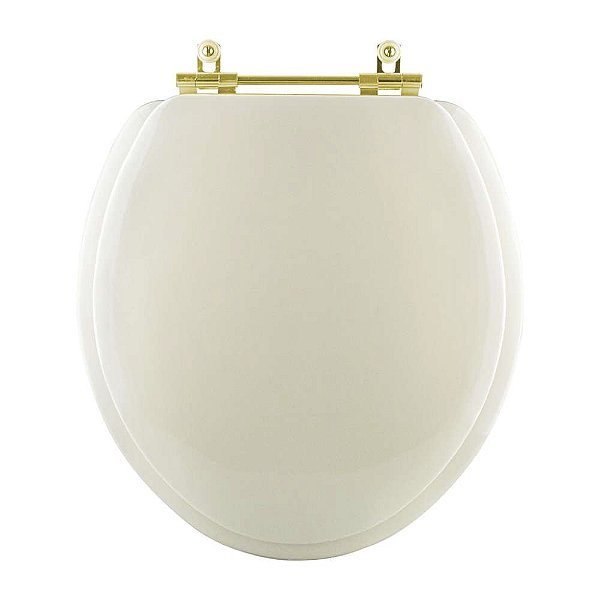 Assento Sanitario Almofadado Convencional Oval Bone para vaso Ideal Standard com Ferragem Dourada